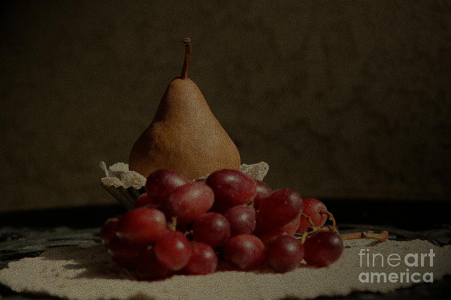 Bosc Pear And Grapes - Old World Stills Series Photograph