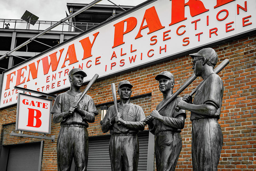 Boston All Time Greats At Fenway Park - Selective Color Photograph by Gregory Ballos