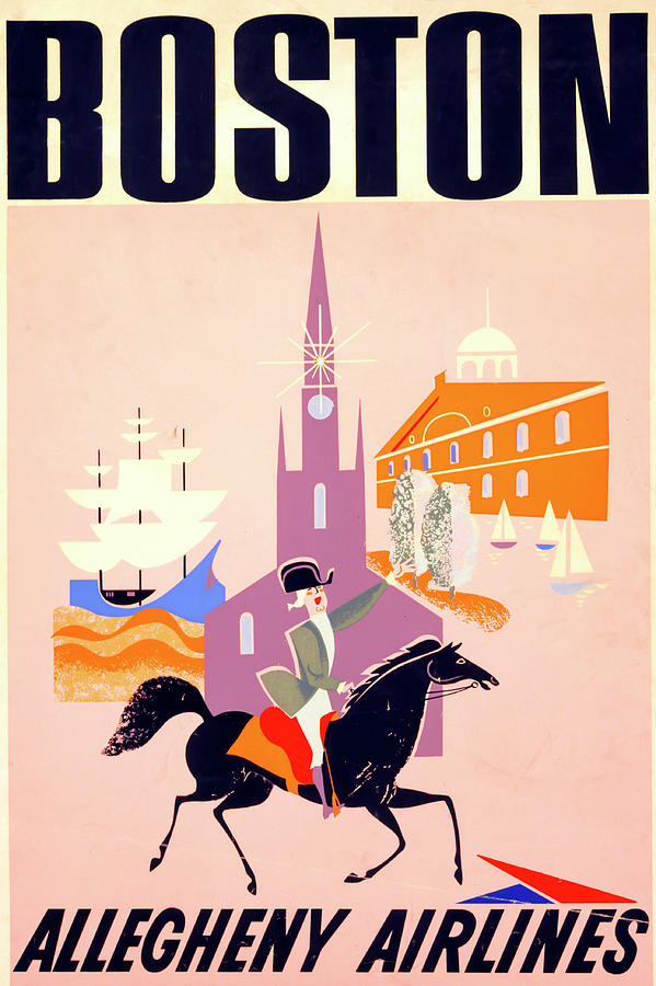 Boston Allegheny Airlines Vintage Poster Mixed Media by Joseph S Giacalone