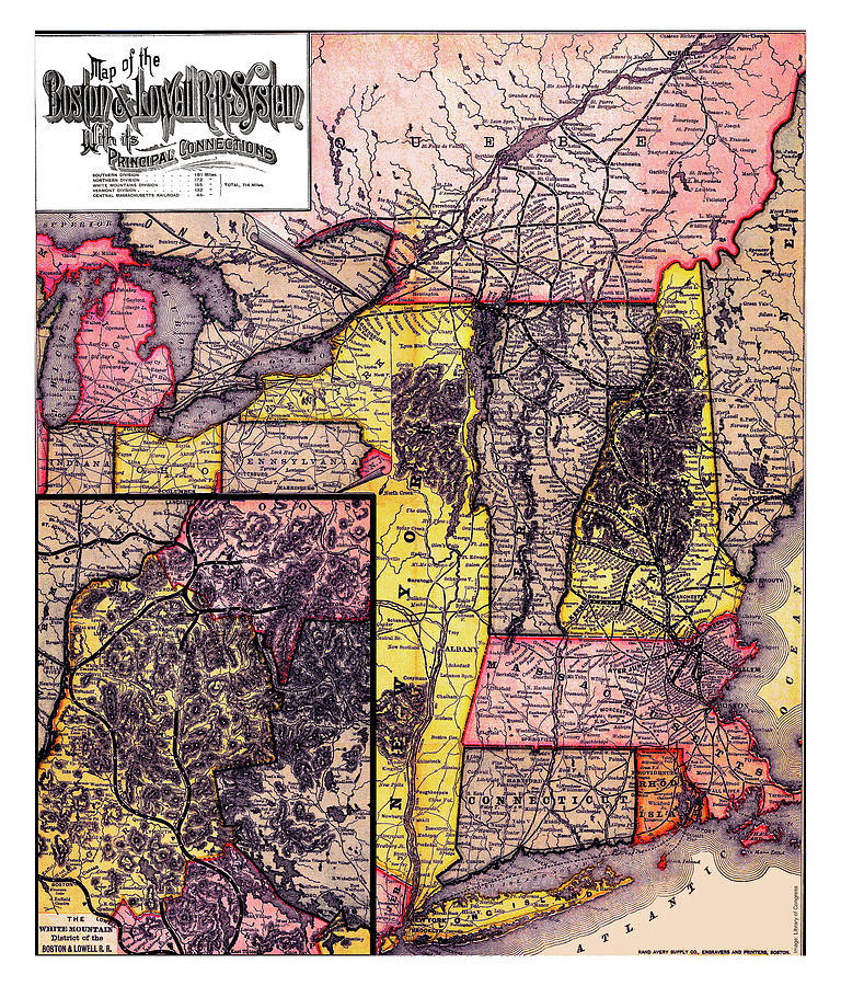Boston and Lowell Railroad Map 1886 Digital Art by Chuck Mountain