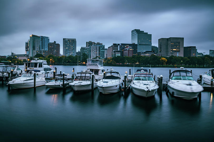 Boat Photograph - Boston Back Bay Morning Skyline Over The Charles River by Gregory Ballos