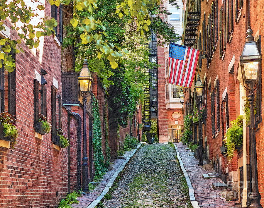 Boston, Beacon Hill Digital Art by Jerzy Czyz - Pixels