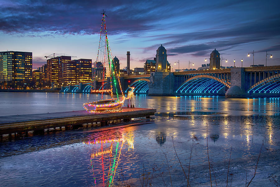 Boston Christmas Scenes - Charles River Photograph by Joann Vitali