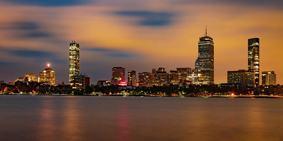 Boston City Skyline Panorama Over the Charles River at Dawn Photograph by Gregory Ballos