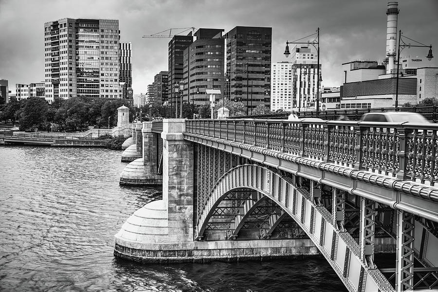Boston Cityscape From The Longfellow Bridge - Black and White Photograph by Gregory Ballos