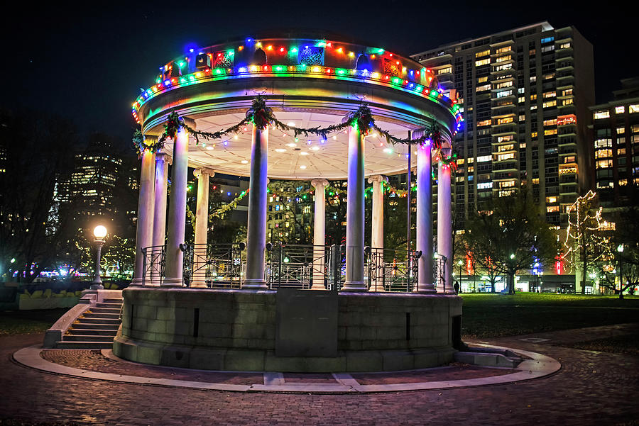 Boston Common Gazebo with Christmas Lights Boston MA Photograph by Toby McGuire