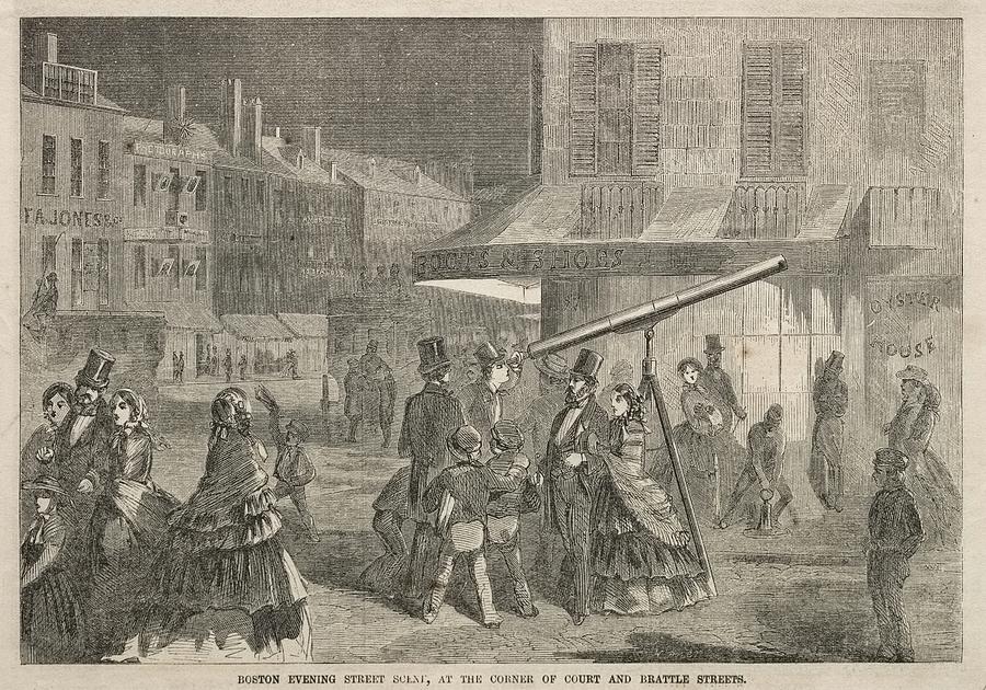 Boston Evening Street Scene, At Corner Of Court And Brattle Streets 1857 Winslow Homer Painting