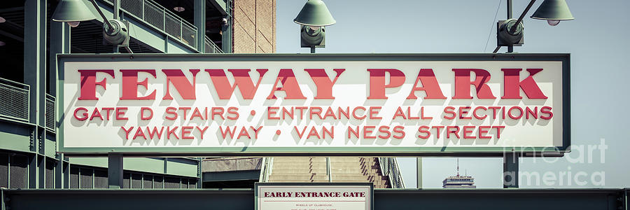 Boston Fenway Park Gate D Entrance Sign Panoramic Photo Photograph by Paul Velgos