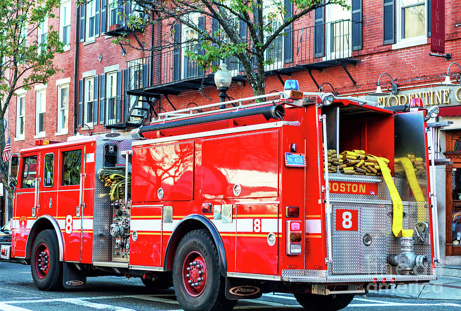 Boston Photograph - Boston Fire Truck by John Rizzuto