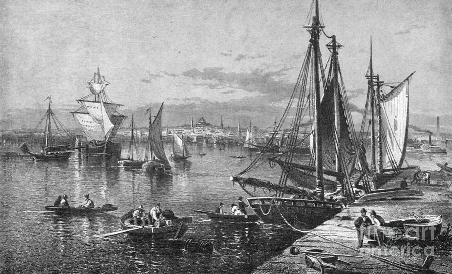 Boston Harbor, 1874 Drawing by Brandard and Woodward