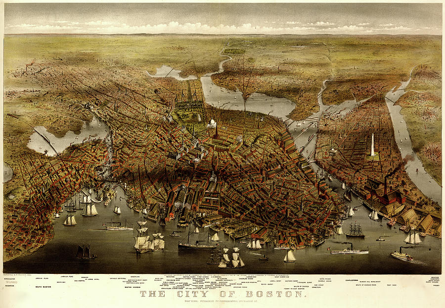 Boston Harbor and Environs 1873 Drawing by Vintage Places - Pixels