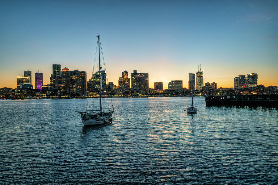 Boston Harbor Blue Hour Photograph by Lindsay Thomson