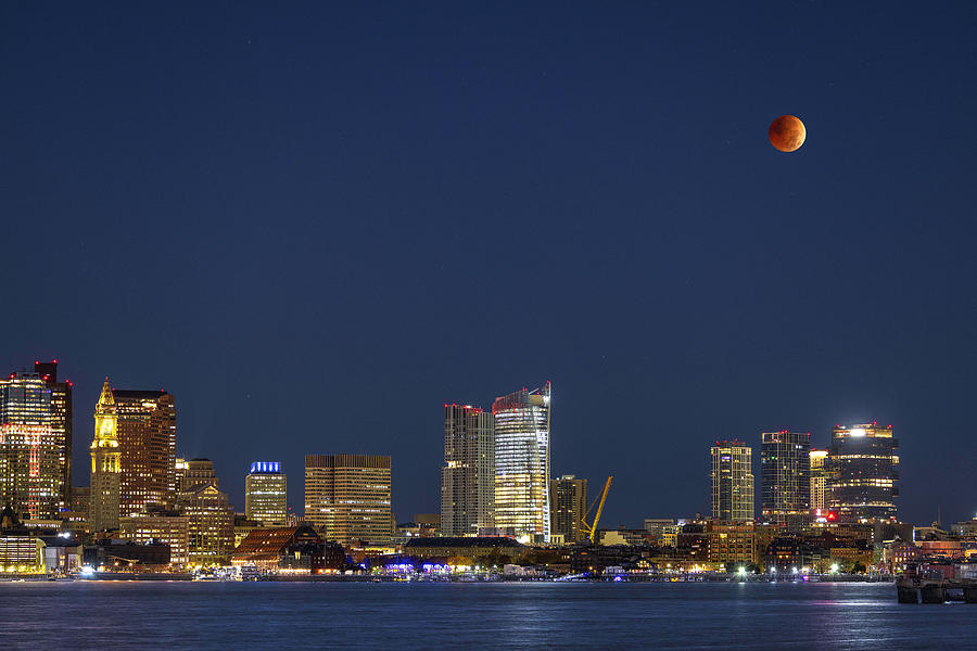 Boston Harbor Lunar Eclipse Photograph by Juergen Roth Fine Art America