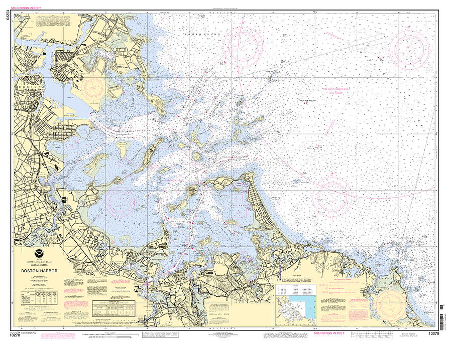 Boston Harbor Massachusetts, NOAA Chart 13270 Digital Art by Nautical Chartworks