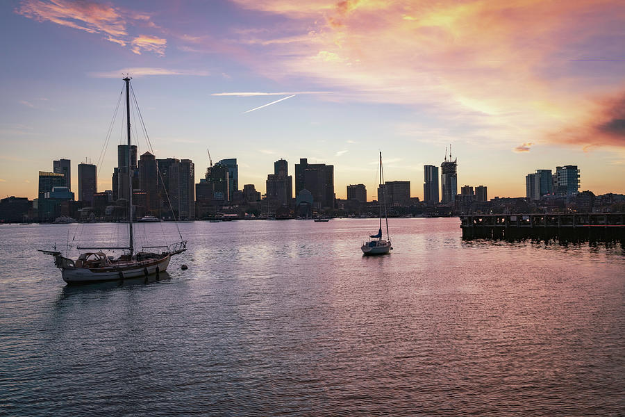 Boston Harbor Sunset Photograph by Lindsay Thomson