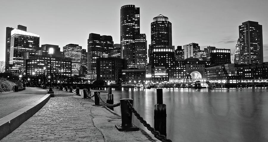 Boston in Grayscale and Panoramic Form Photograph by Frozen in Time Fine Art Photography
