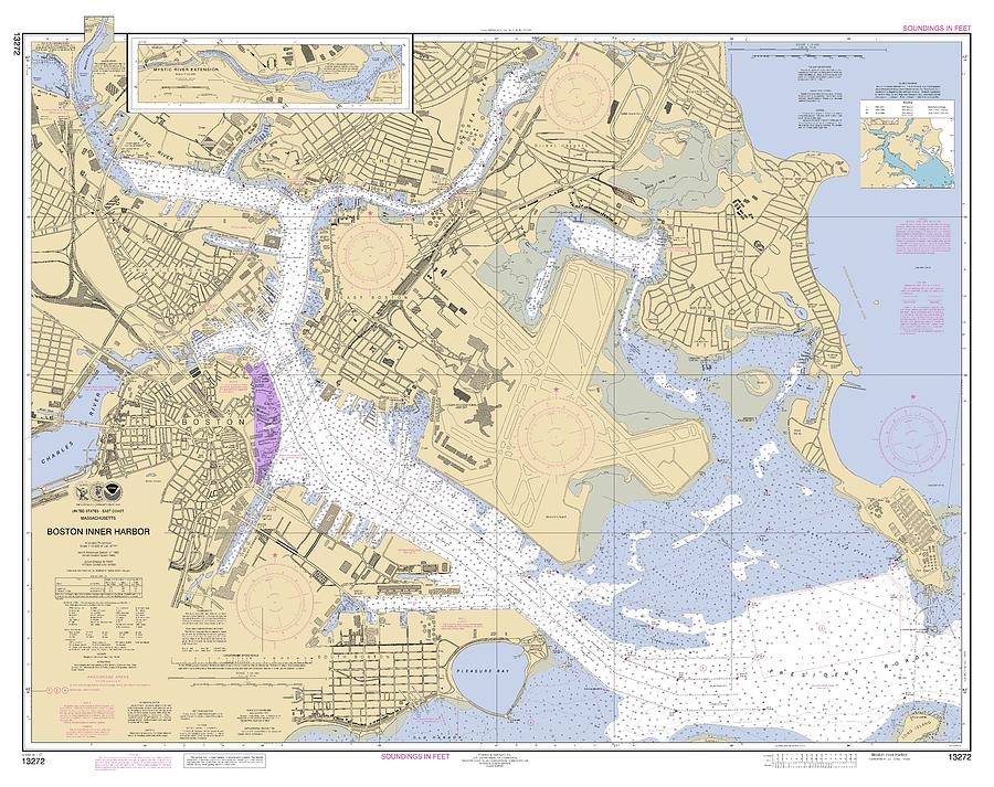 Boston Inner Harbor, Noaa Chart 13272 Digital Art by Nautical ...