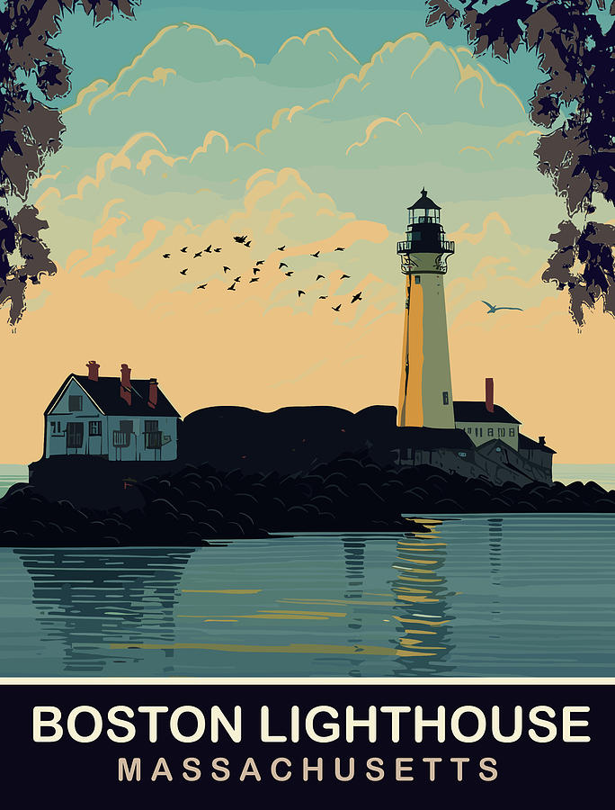 Boston Digital Art - Boston Lighthouse by Long Shot