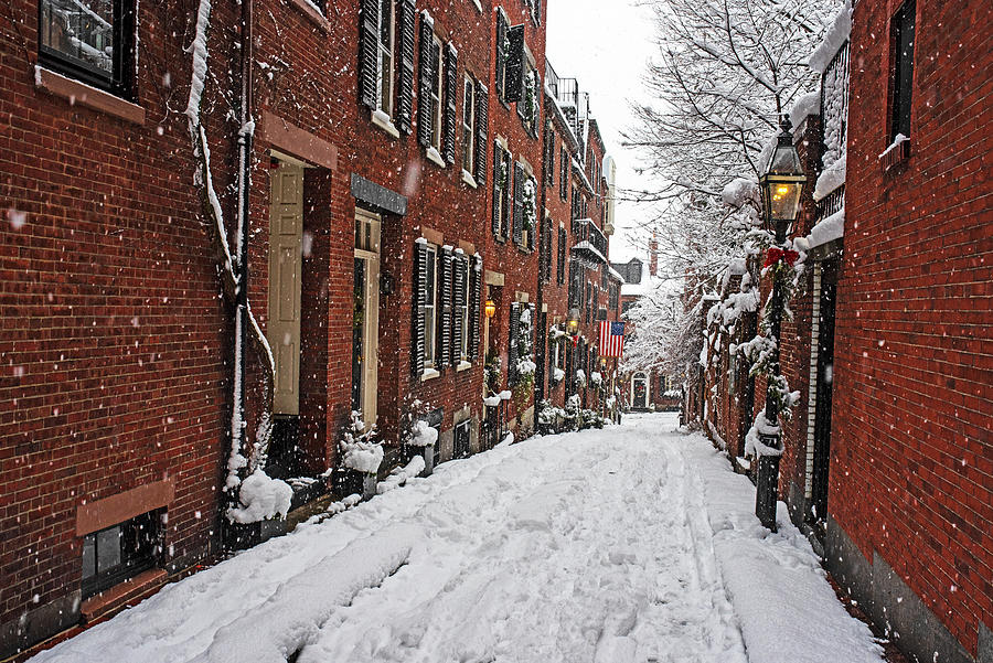 Boston MA Acorn Street Snowstorm Beacon Hill Winter Photograph by Toby McGuire