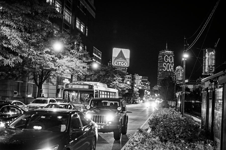 Boston MA Commonwealth Ave Black and White Citgo Sign Photograph by Toby McGuire