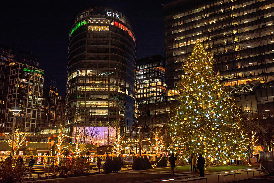 Boston MA Seaport District Christmas Tree Photograph by Toby McGuire