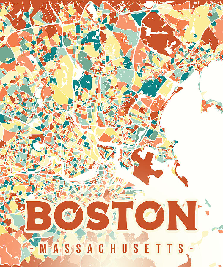 Boston map in mosaic colors Digital Art by Alexandru Chirila - Pixels