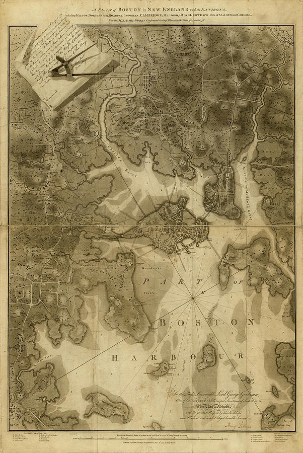 Map Drawing - Boston Massachusetts 1777 by Vintage Military Maps