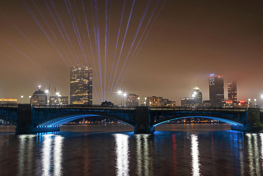 Boston Massachusetts 2022 New Years Eve Light Show Photograph by Toby McGuire