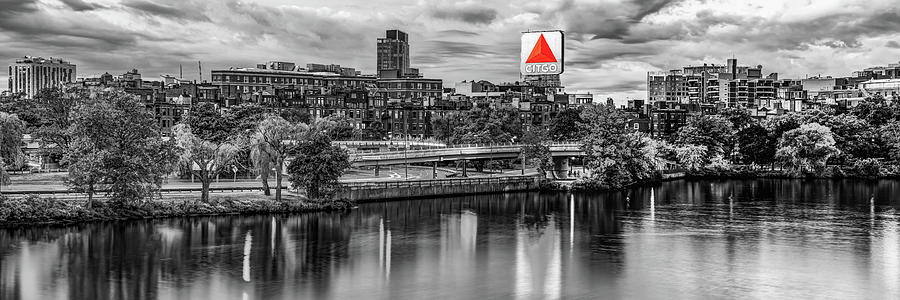 Boston Massachusetts Citgo Sign Over The Charles River Panorama - Selective Color Edition Photograph by Gregory Ballos