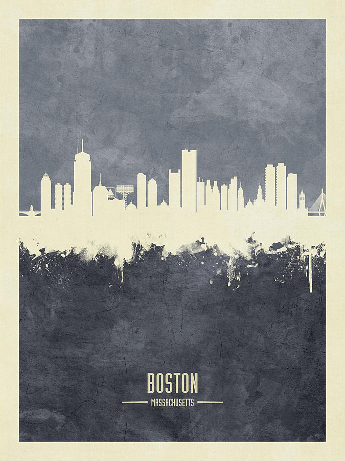 Boston Massachusetts Skyline #00b Digital Art by Michael Tompsett