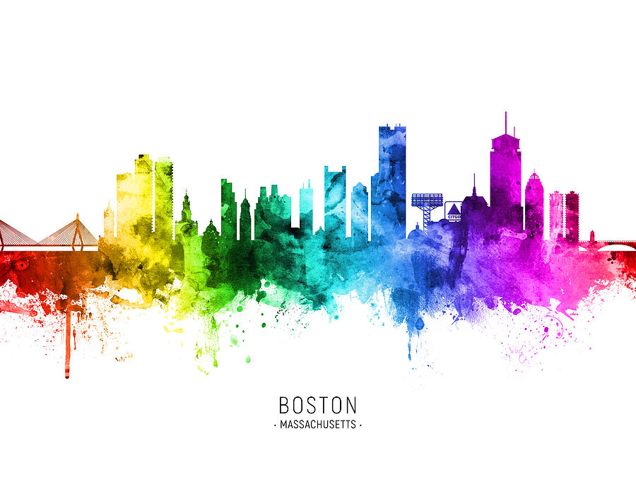 Boston Massachusetts Skyline #88b Digital Art by Michael Tompsett