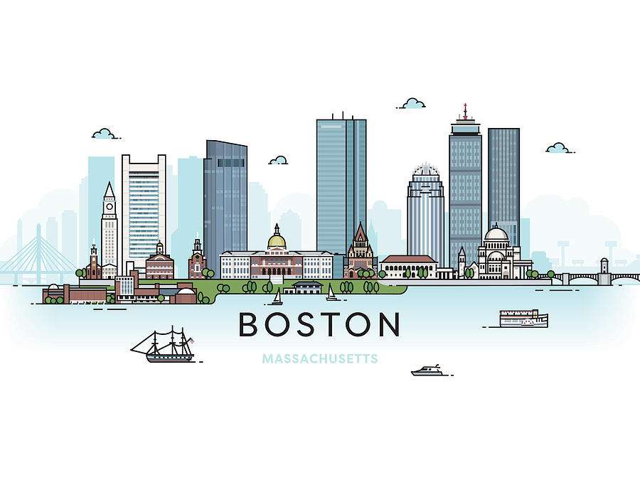 Boston Massachusetts Skyline Digital Art By Arn And Marley - Fine Art 