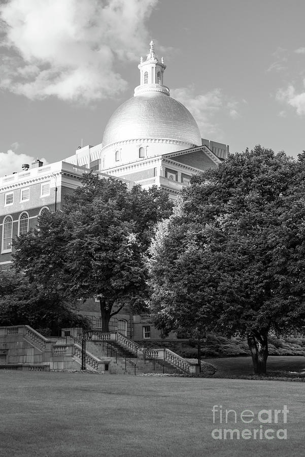 Boston Massachusetts State House Vertical Black and White Photograph by Paul Velgos