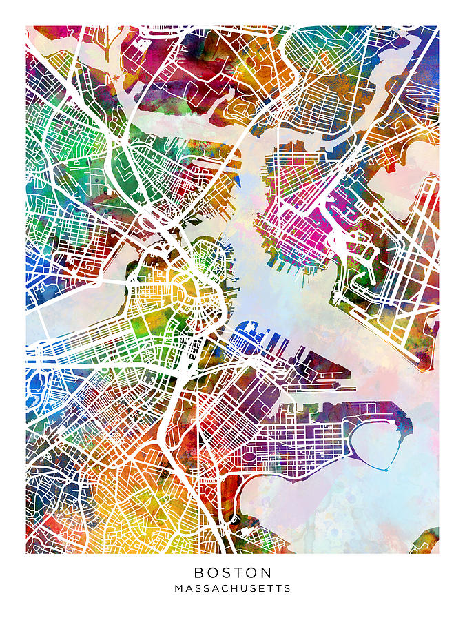Boston Massachusetts Street Map #41 Digital Art by Michael Tompsett
