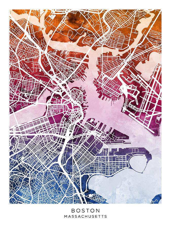 Boston Massachusetts Street Map #45 Digital Art by Michael Tompsett