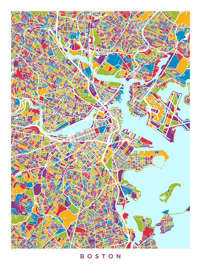 Boston Massachusetts Street Map Expanded Digital Art by Michael Tompsett