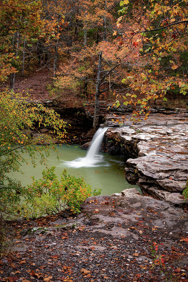 Boston Mountains Falling Water Falls - Arkansas Autumn Landscape Photograph by Gregory Ballos