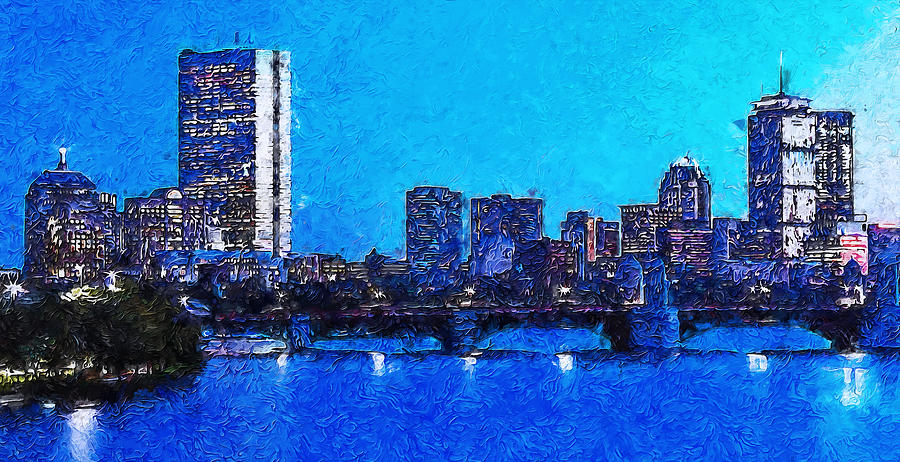 Boston Nights, Panorama - 03 Painting by AM FineArtPrints
