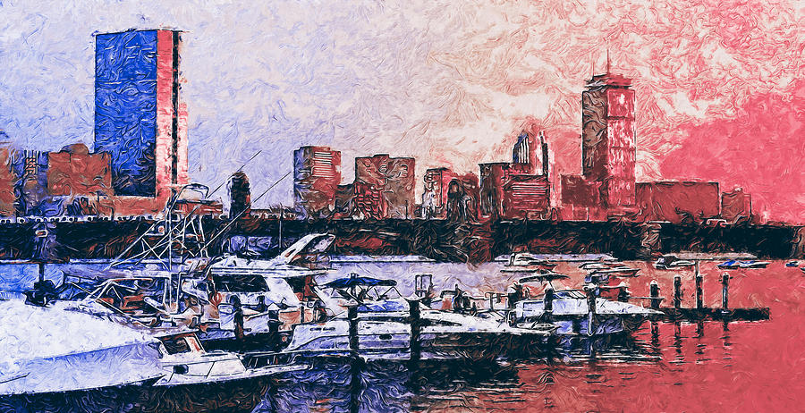Boston Nights, Panorama - 04 Painting by AM FineArtPrints