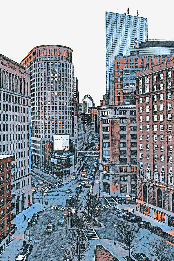 Boston, Panorama - 25 Painting by AM FineArtPrints