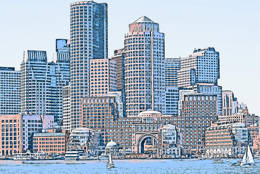 Boston, Panorama - 27 Painting by AM FineArtPrints