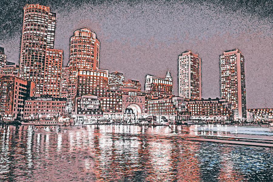 Boston, Panorama - 32 Painting by AM FineArtPrints