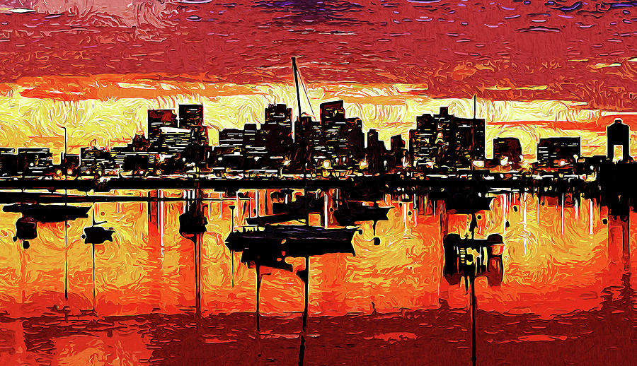 Boston, Panorama - 37 Painting by AM FineArtPrints