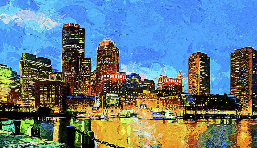 Boston, Panorama - 38 Painting by AM FineArtPrints