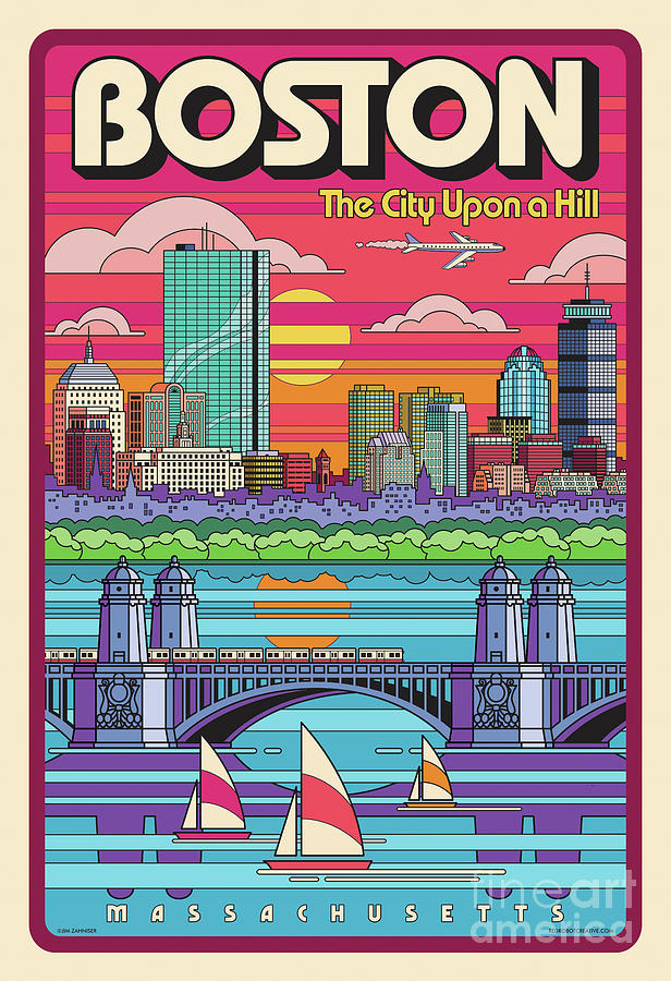 Boston Digital Art - Boston Poster - Pop Art - Travel by Jim Zahniser