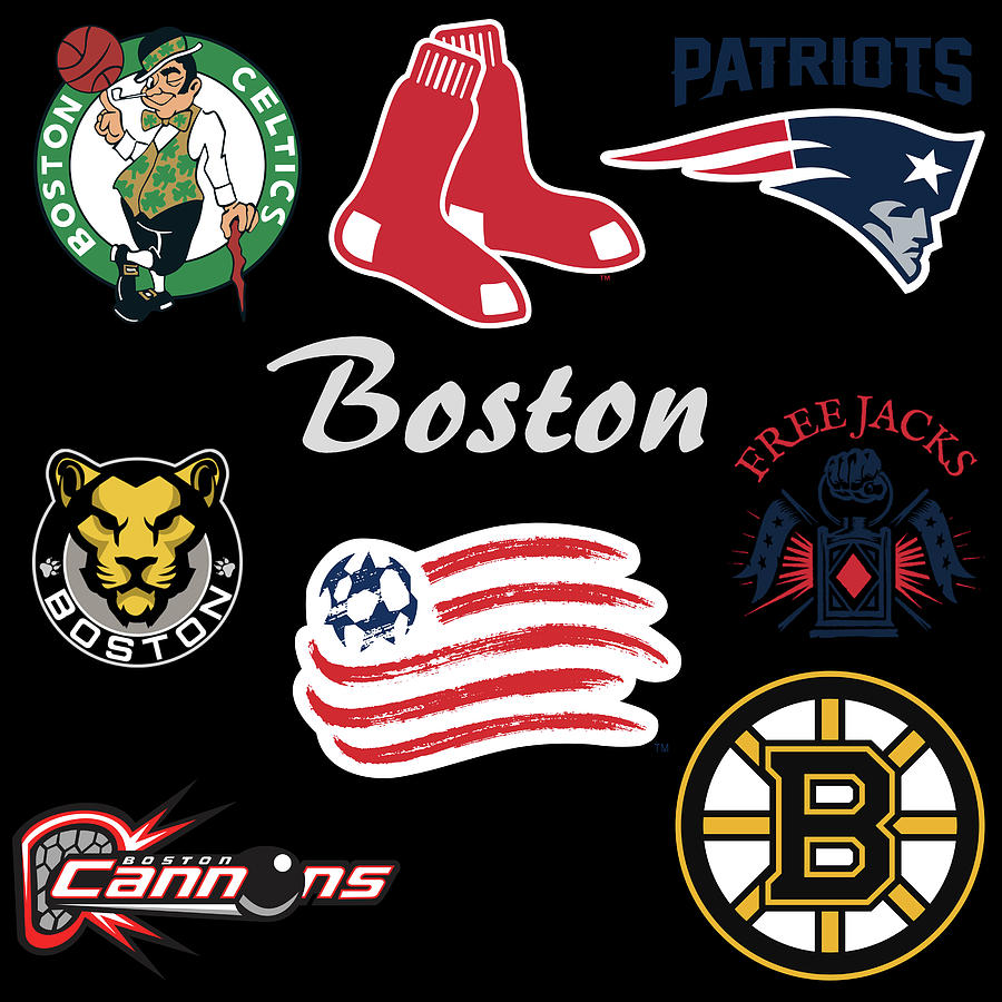 Boston Professional Sport Teams Collage  Mixed Media by Movie Poster Prints