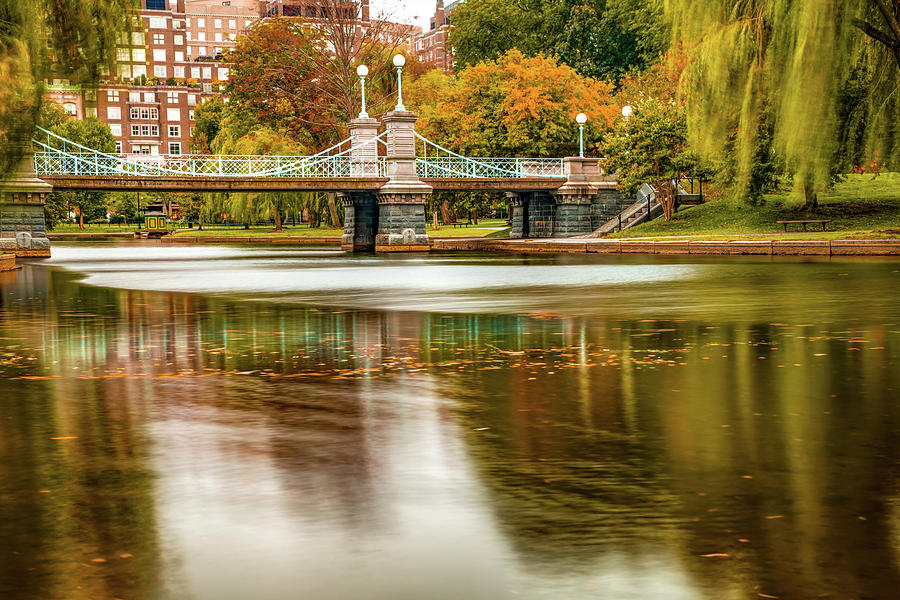Boston Public Garden Photograph - Boston Public Garden Foot Bridge in Autumn by Gregory Ballos