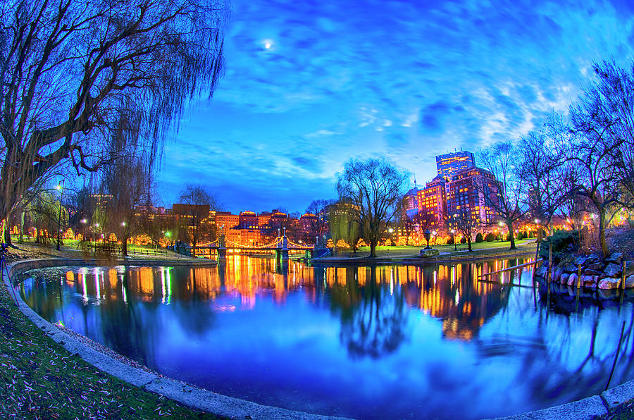 Boston Public Garden Lagoon Moon Photograph by Joann Vitali