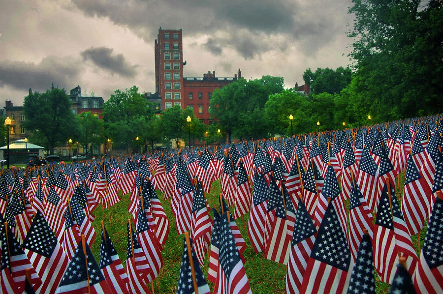 Boston Common Photograph - Boston Public Garden Memorial Day Flags by Joann Vitali