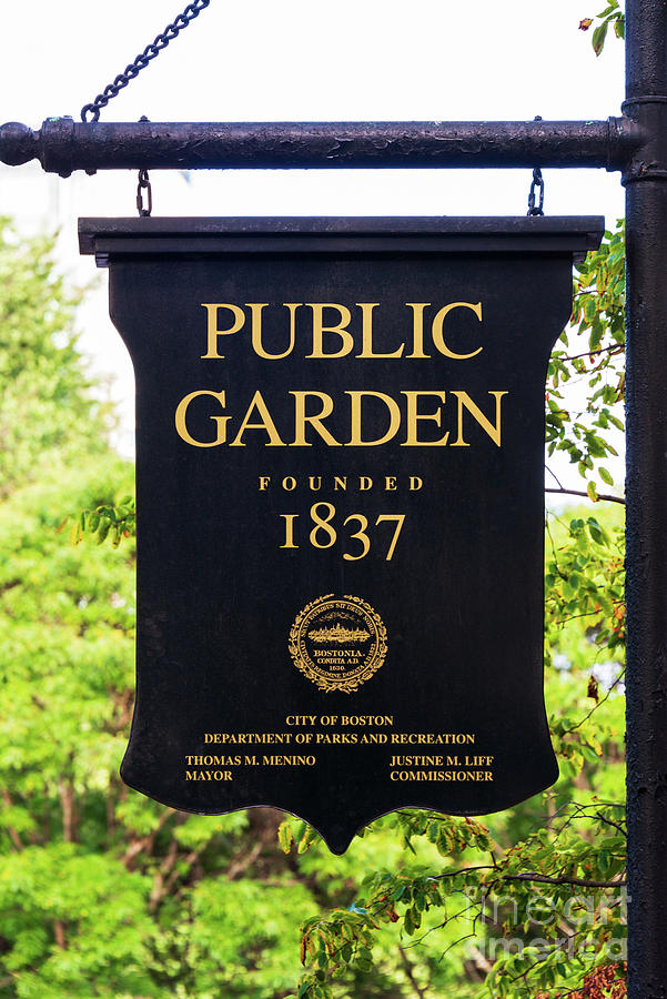 Boston Public Garden Sign Vertical Photo Photograph by Paul Velgos